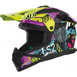 Мото каска LS2 MX437 Fast II Gorilla Black/Hi Vis Violet E2206