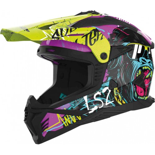 Мото каска LS2 MX437 Fast II Gorilla Black/Hi Vis Violet E2206