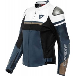 Дамско кожено мото яке Dainese Rapida Lady Black-Iris/White/Tibetan Plat.