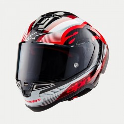 Мото каска Alpinestars Supertech R10 Team Black Carb Red White Glossy