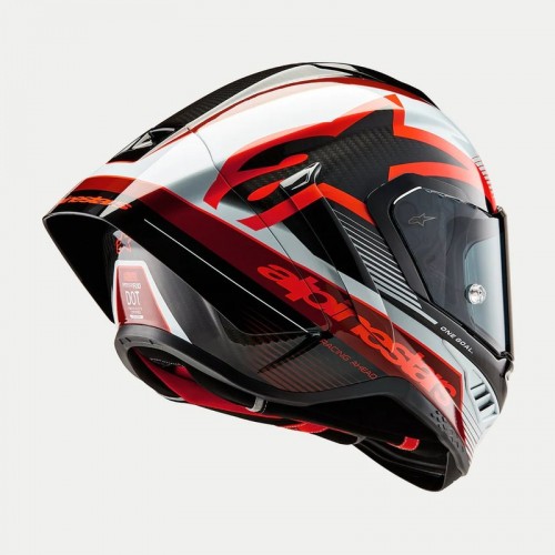 Мото каска Alpinestars Supertech R10 Team Black Carb Red White Glossy