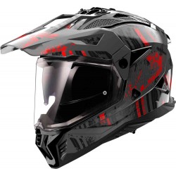 Мото каска LS2 MX702 Pioneer II Crazy Matt Black/Red ECE 22.06