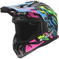 Мото каска LS2 MX708 Fast II Grotesk Matt Blue/Pink/Green E2206