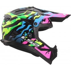 Мото каска LS2 MX708 Fast II Grotesk Matt Blue/Pink/Green E2206