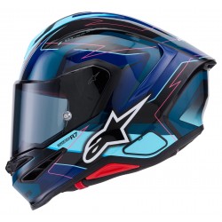 Мото каска Alpinestars S-R7 Kinetis Black Blue Pink Fluo White Glossy E2206